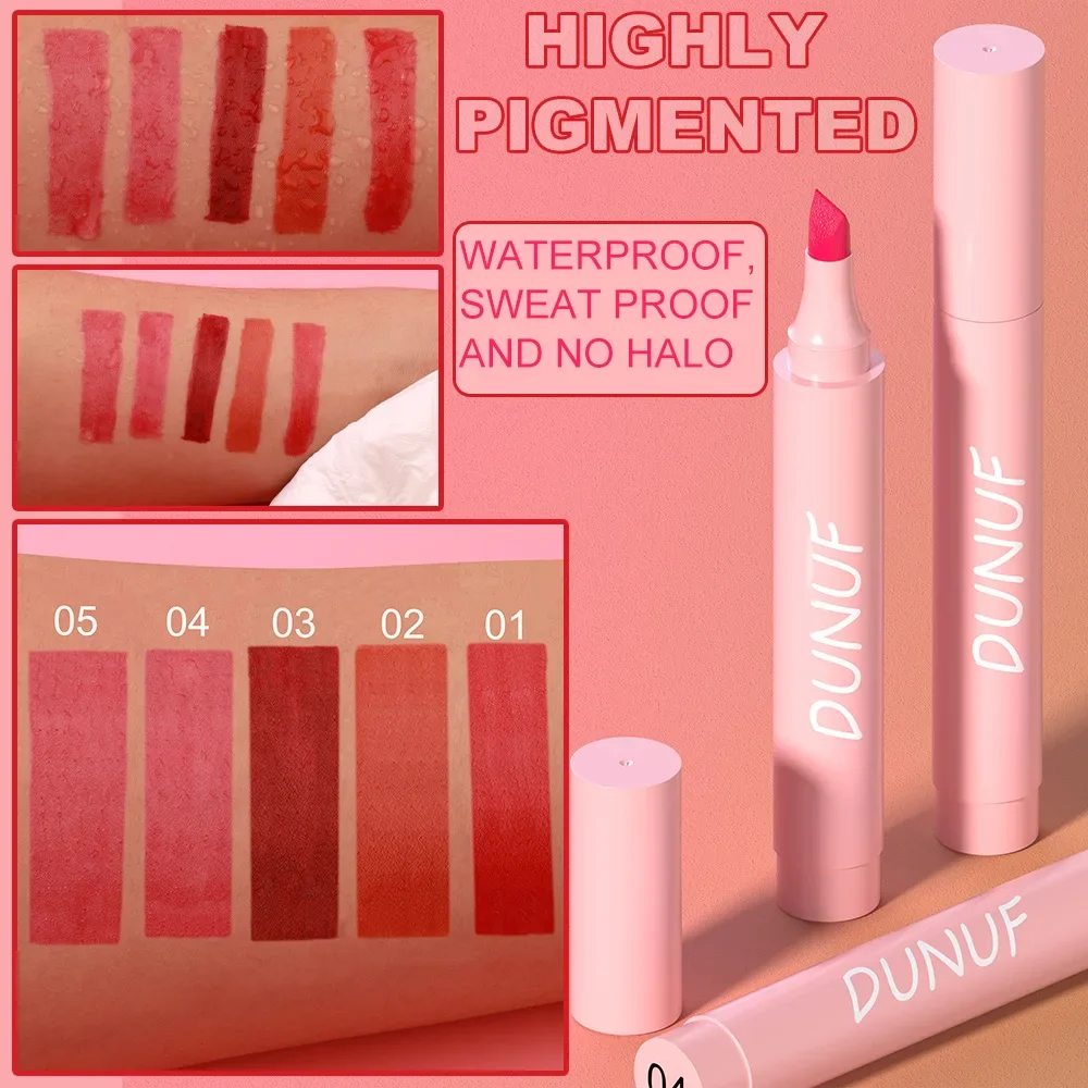 DUNUF Blijvende Matte Vloeibare Lip Liner Lippenstift Lipgloss Potlood Waterdicht Lichtgewicht Lipgloss Lippen Glazuur Tint Make-up Cosmetica