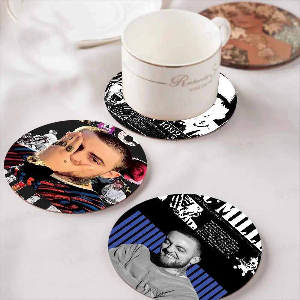 

Singer M-Mac Miller Wooden Coaster Colour Printing Cup Mat Home Desk Decoration Gifts