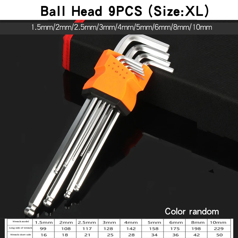 8PCS/9PCS L Type Double-End Screwdriver Hex Wrench Set Allen Key Hexagon Flat Ball Torx Star Head Spanner Key Set Hand Tools