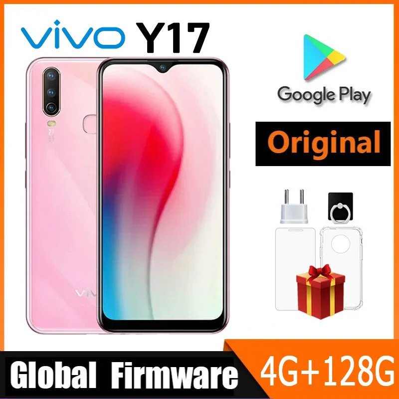 Vivo Y17 4G SmartPhone Global firmware Android MediaTek MT6765 6.35-inch Screen Face + Fingerprnit ID 4GB RAM 128GB ROM