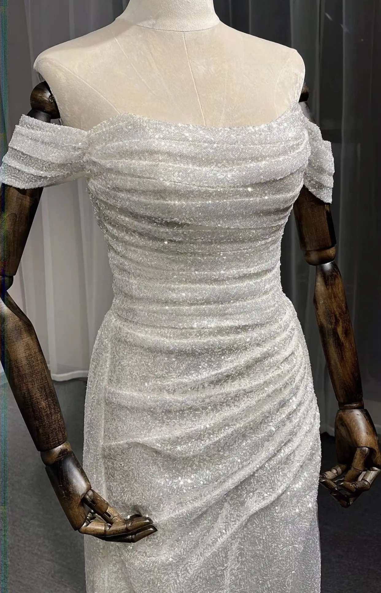 Aileen abiti lunghi per le donne festa di nozze sera bianco lucido lussuoso abiti da sera turchi spacco laterale Robe Sweetheart Formal