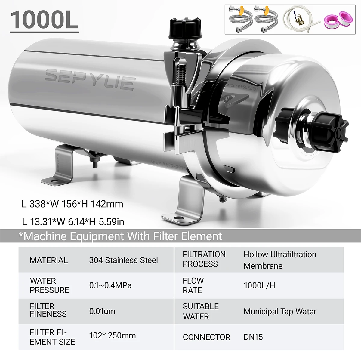 SEPYUE – purificateur d'eau à système UF à haut débit pour toute la maison, 1000l, filtre minéral en