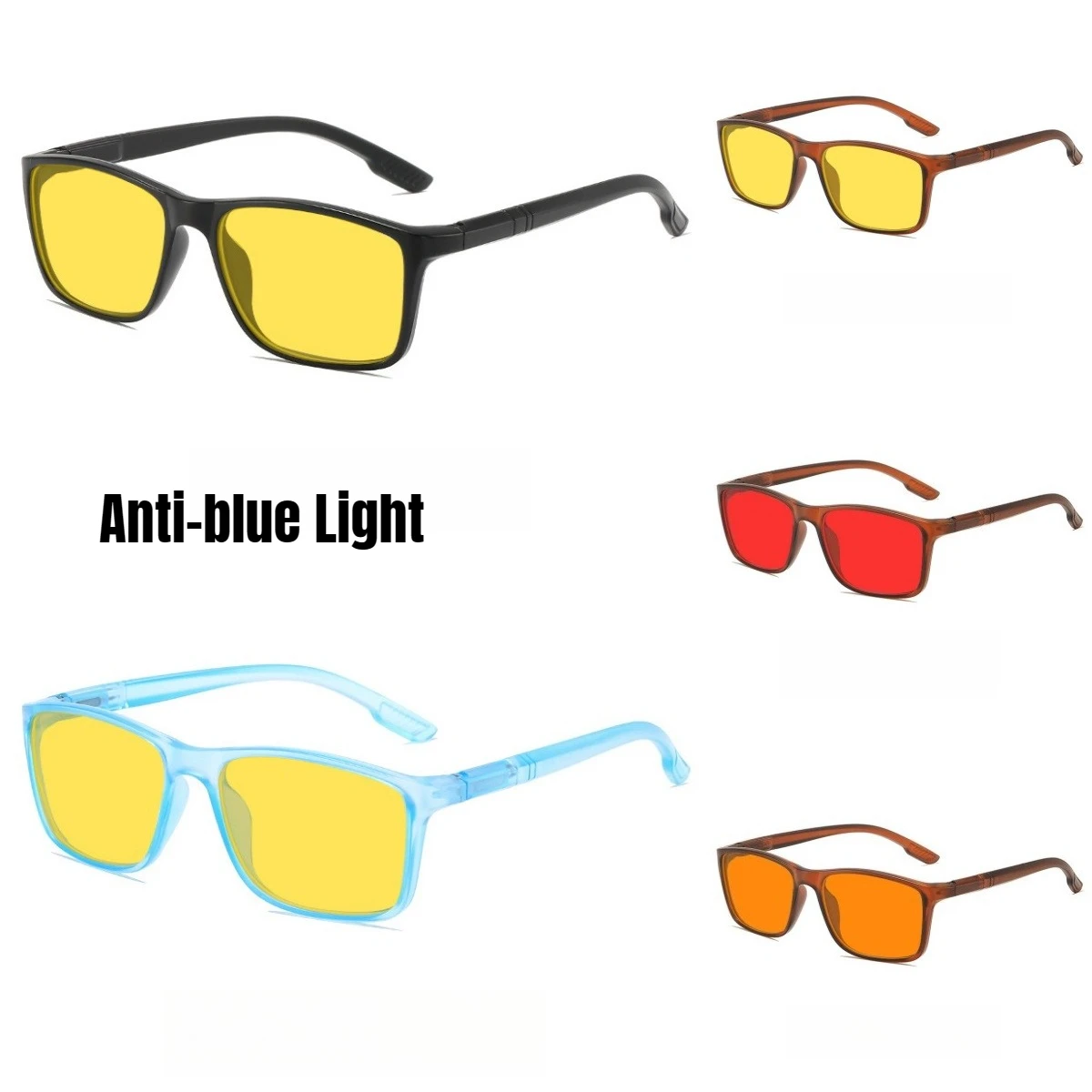 Gafas de Visión Nocturna HD Unisex a la Moda con Lentes Rojas/Amarillas/Naranjas, Gafas Clásicas con Marco Cuadrado y Bloqueo de Luz Azul 2026