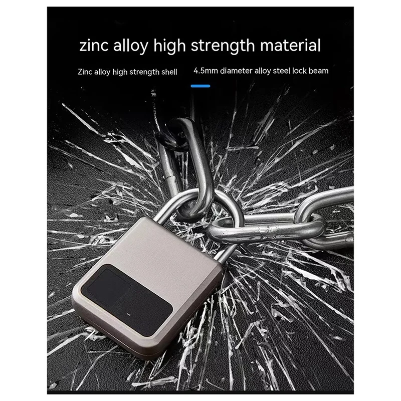 Smart Portable Fingerprints Tuya APP Pad Lock With USB Key Support For Emergency Easy To Use (Grey)