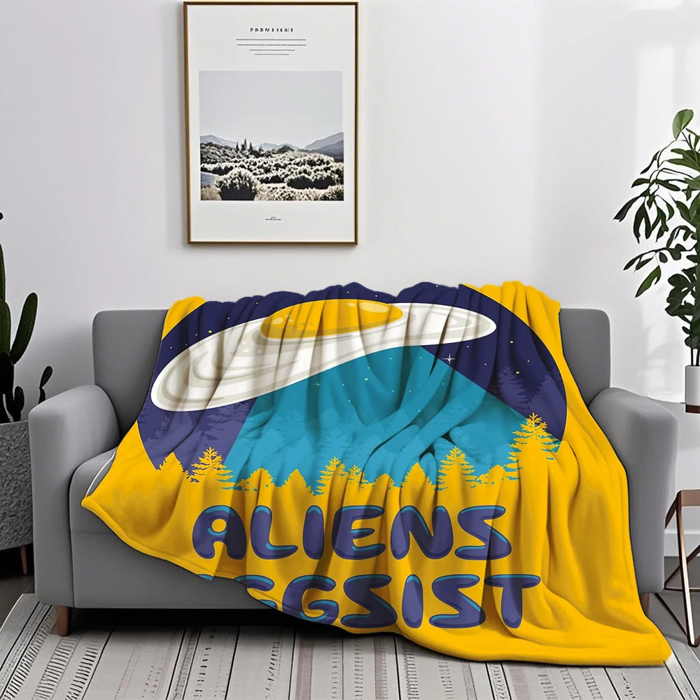 フランネル居心地の良いブランケットエイリアン Eggsist 低刺激性加重ブランケット幾何学模様のブランケットオフィスワーカーキャンピングカー用