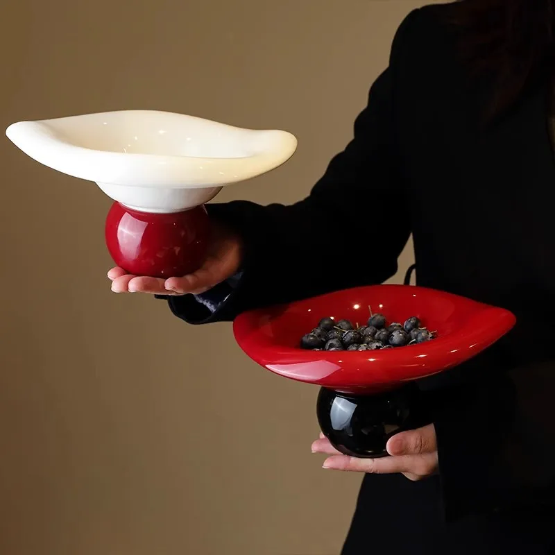 Exquisite Draining Ceramic Fruit Tray Snack Plate Living Room Foyer Decorative Basin Home Holiday
