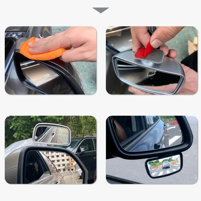 SEAMETAL 360-Degree Rotation Safety Convex Mirror Wide Angle Self-Adhesive Car Blind Spot Mirror Auto Auxiliary Rear View Mirror
