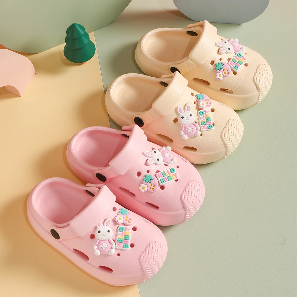 New Children Garden Shoes Cute Rabbit Cartoon Beach Sandals Babies Summer Slippers Soft Kids Indoor Outdoor Slippers Flip Shoes