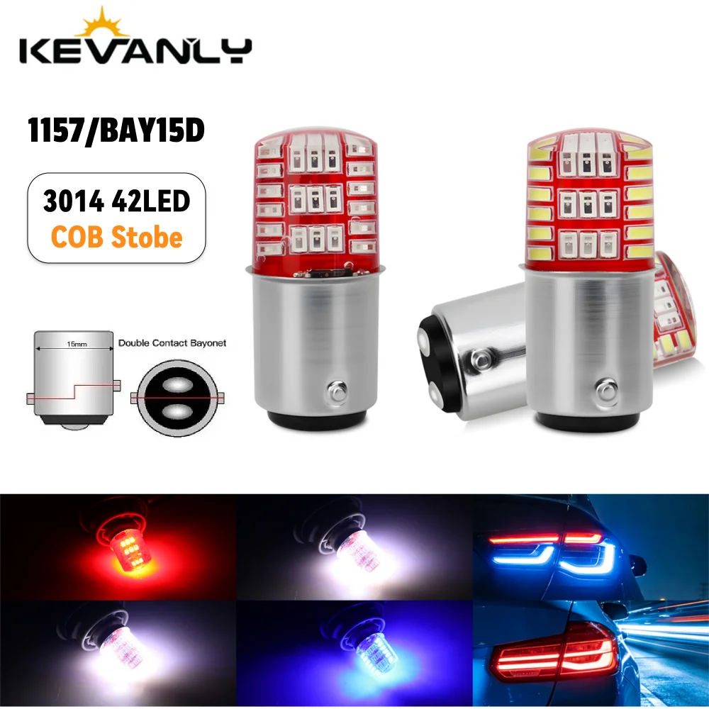 

2 шт. 1157 Силиконовые светодиодные лампы 3014 42LED BAY15D, мигающие, двухцветные, универсальные для мотоциклов и автомобилей, для указателей поворота и стоп-сигналов, 12В