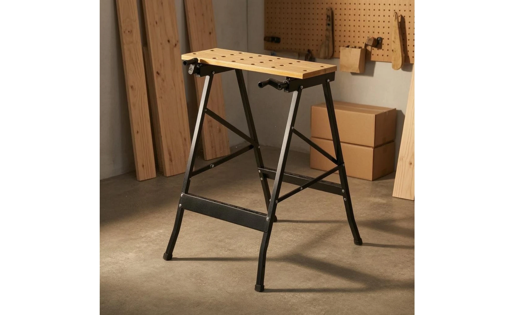 Folding Workbench Foldable Portable Workbench Folding Work Table Metal Frame Shop Gear Adjustable Opening for Woodworking