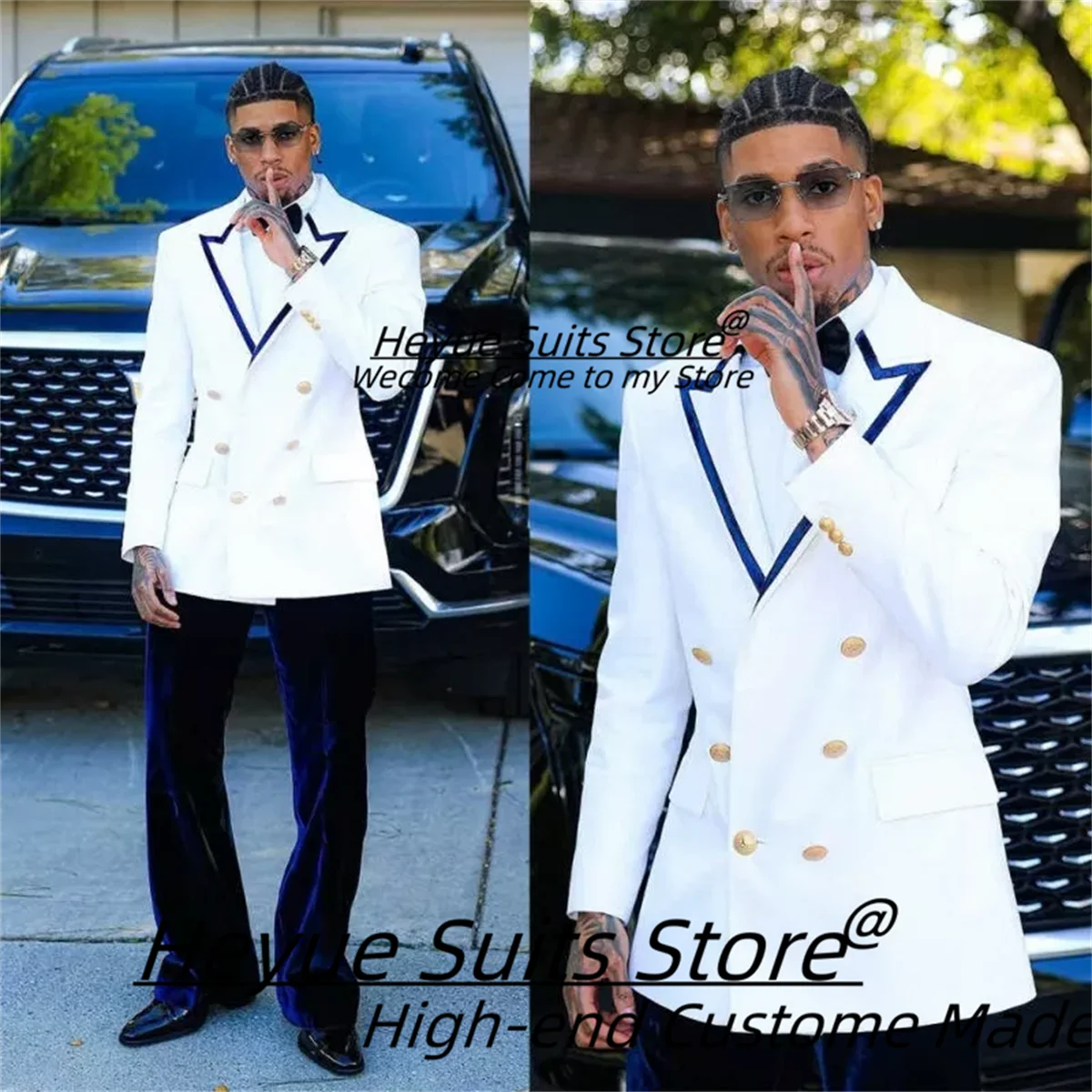 

White Formal Groom Wedding Tuxedos Customized Double Breasted Peak Lapel Elegant 2 Pieces Sets Male Party Blazers Ropa Hombre