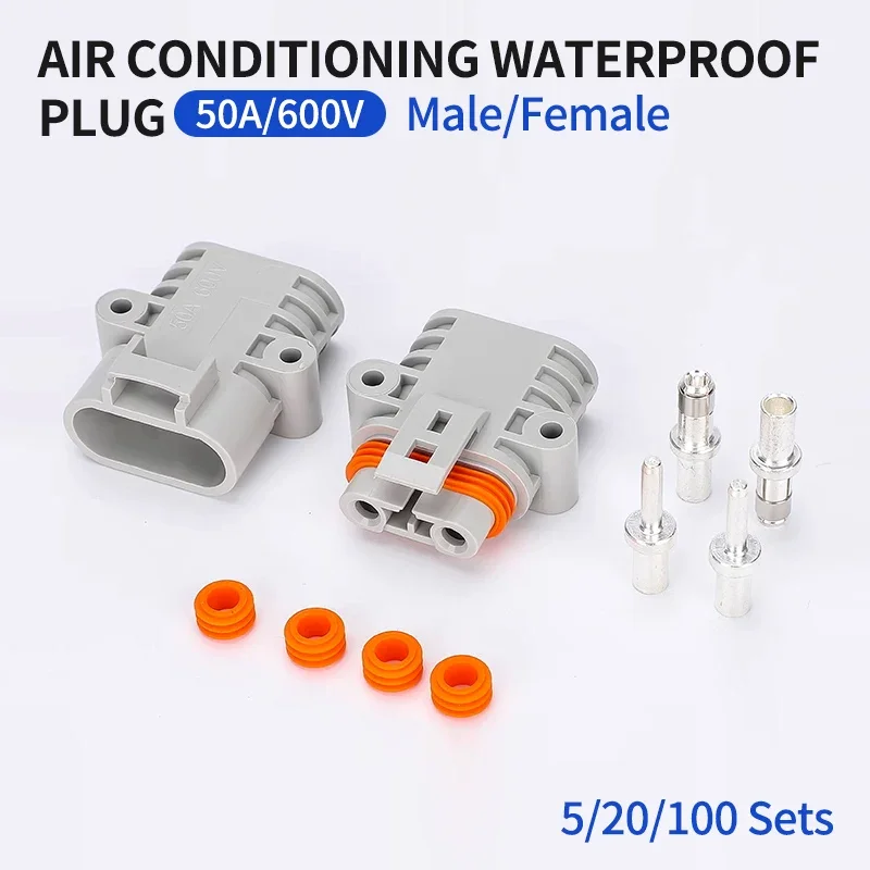 5/20/100Set Anderson Style 50a Parking Air Conditioner Male And Female Butt Plug Connector 24v/12v Electric High Current