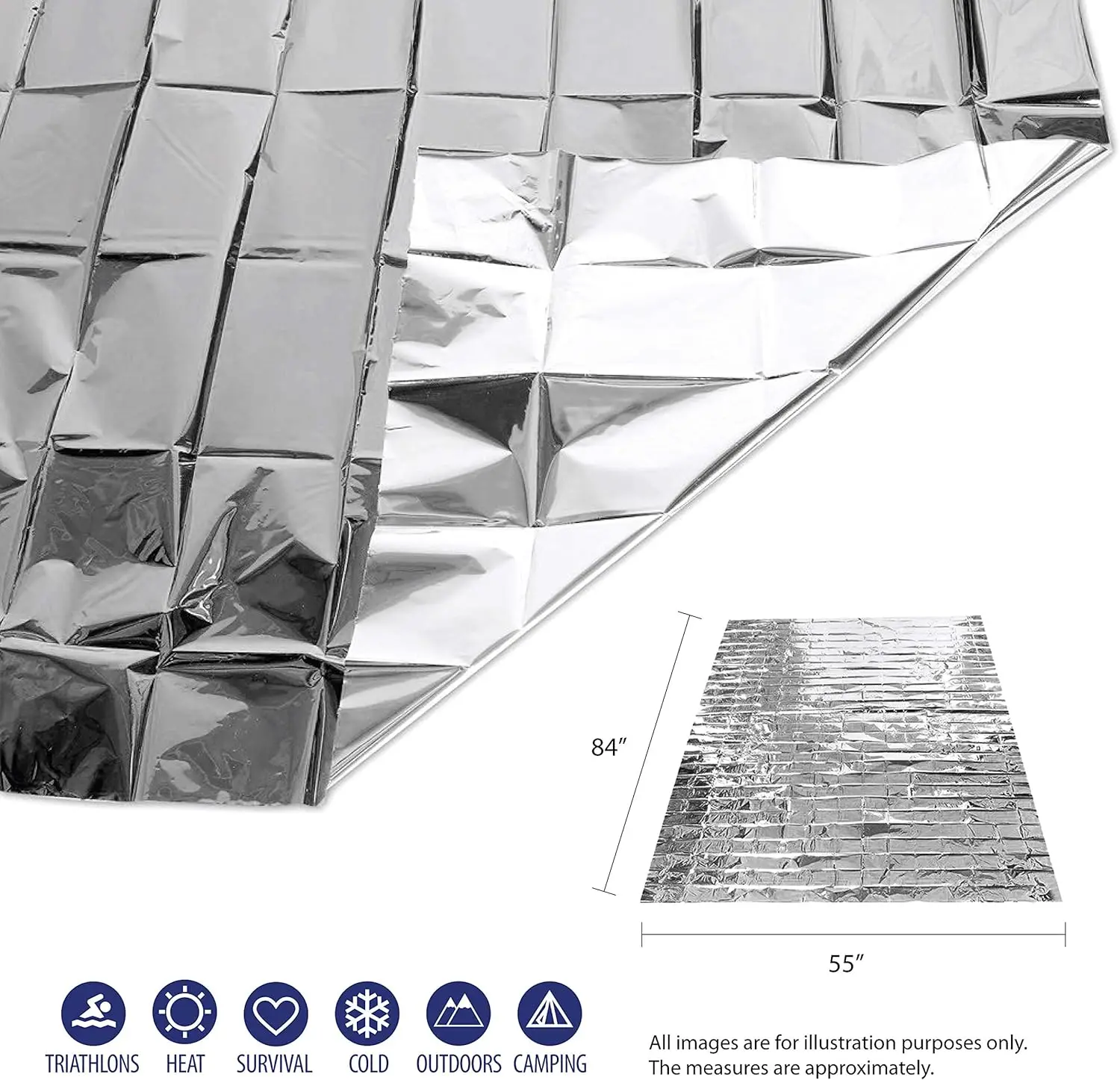 4-Pack Thermal Emergency Blankets, 130x210cm Large Insulating Rescue Sheet for Outdoor Camping, Hiking, Car Survival Kit gallery 5