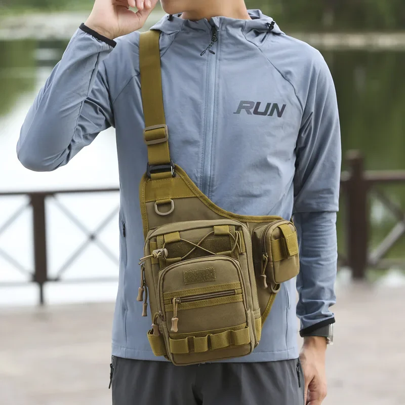 Fishing Crossbody Bag Tackle Storage Waist Pack Men Sports Chest Bags Multiple Pockets Travel Climbing Camping outdoors Handbags