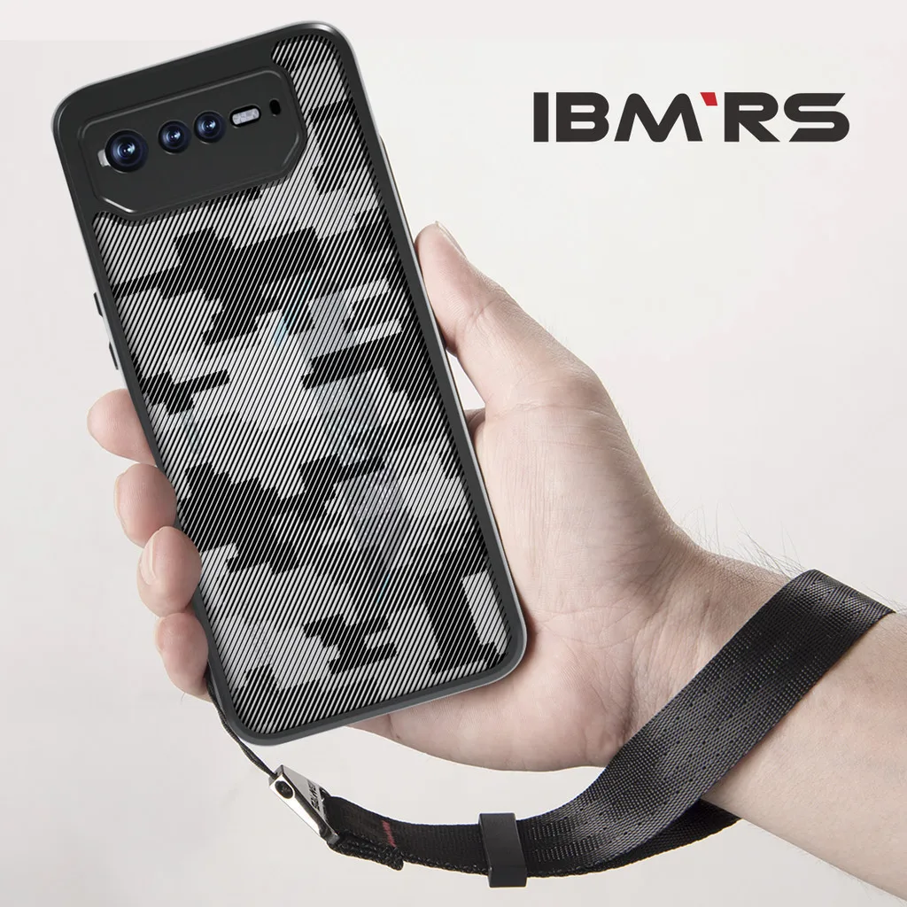 

IBMRS for Asus rog phone 6 /6pro/6d case, Prevents Accidental Drops (Comes with wrist strap)Camo Transparent Phone case