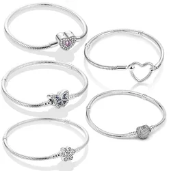 925 Silver Plated art Snake Chain Bracelet For Women Infinite Knot Butterfly Infinity Clasp Femme Bracelet Bangle Luxury Jewelry
