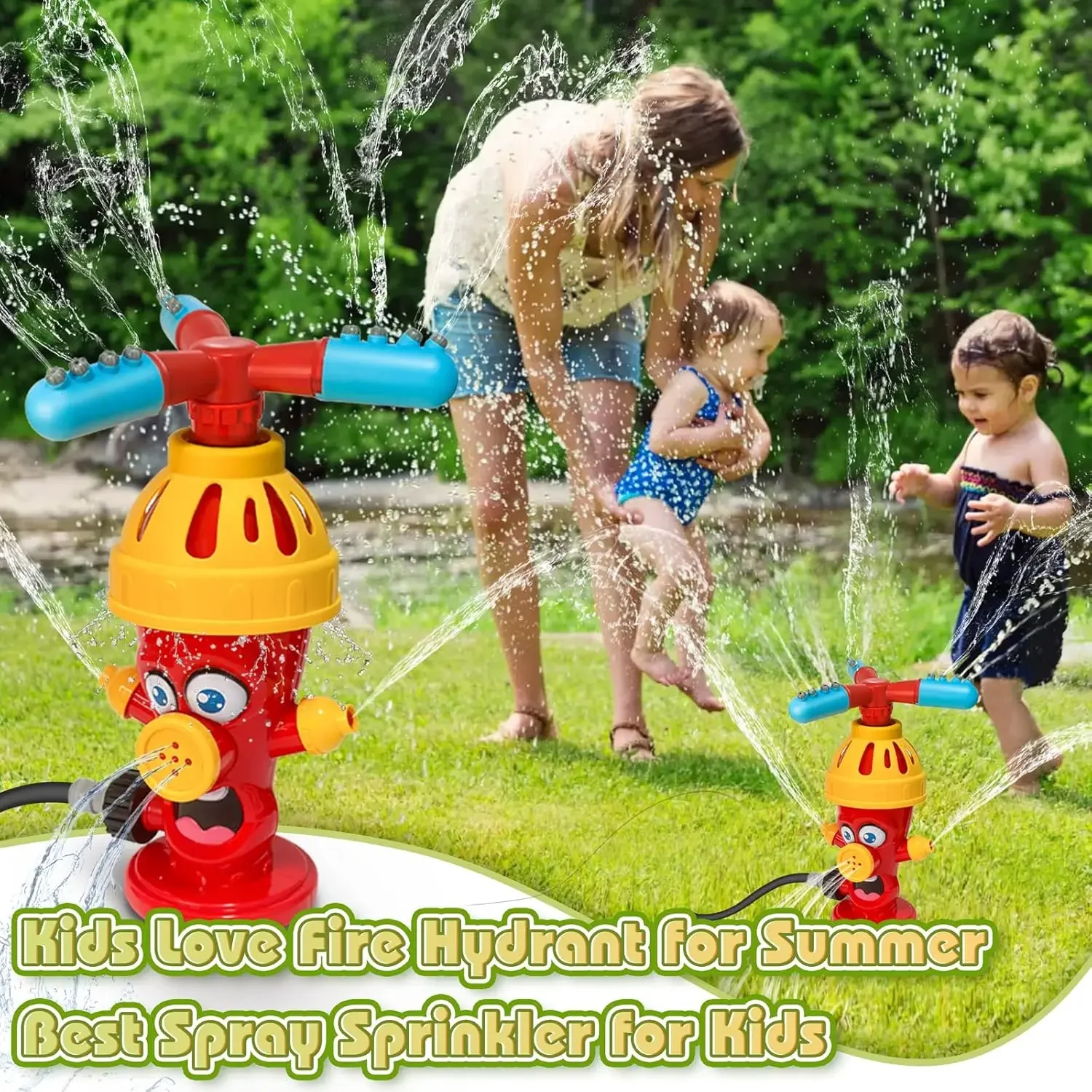 Water Spray Toy Hydrant Sprinkler Outdoor Backyard Garden Water Toys Summer Yard Cartoon Splash Sprinkler Baby Bath Toy for Kids