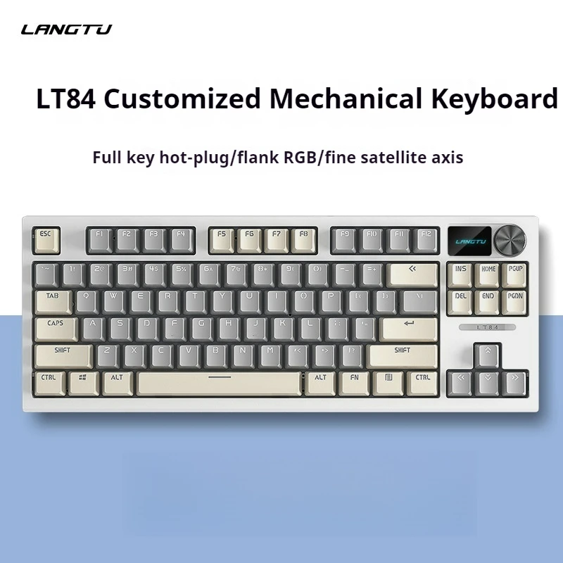 Langtu Lt84 Mechanical Keyboard 84 Key Wired Wireless Bluetooth 3 Modes Examination Rgb Effect Game Competitive Office Keyboard