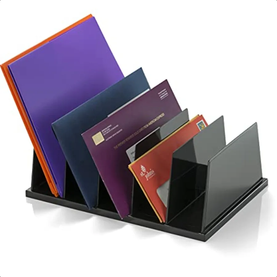 Офисный переработанный большой стандартный сортировщик с 5 отделениями, 13,5 x 9 x 5 дюймов, черный 26192