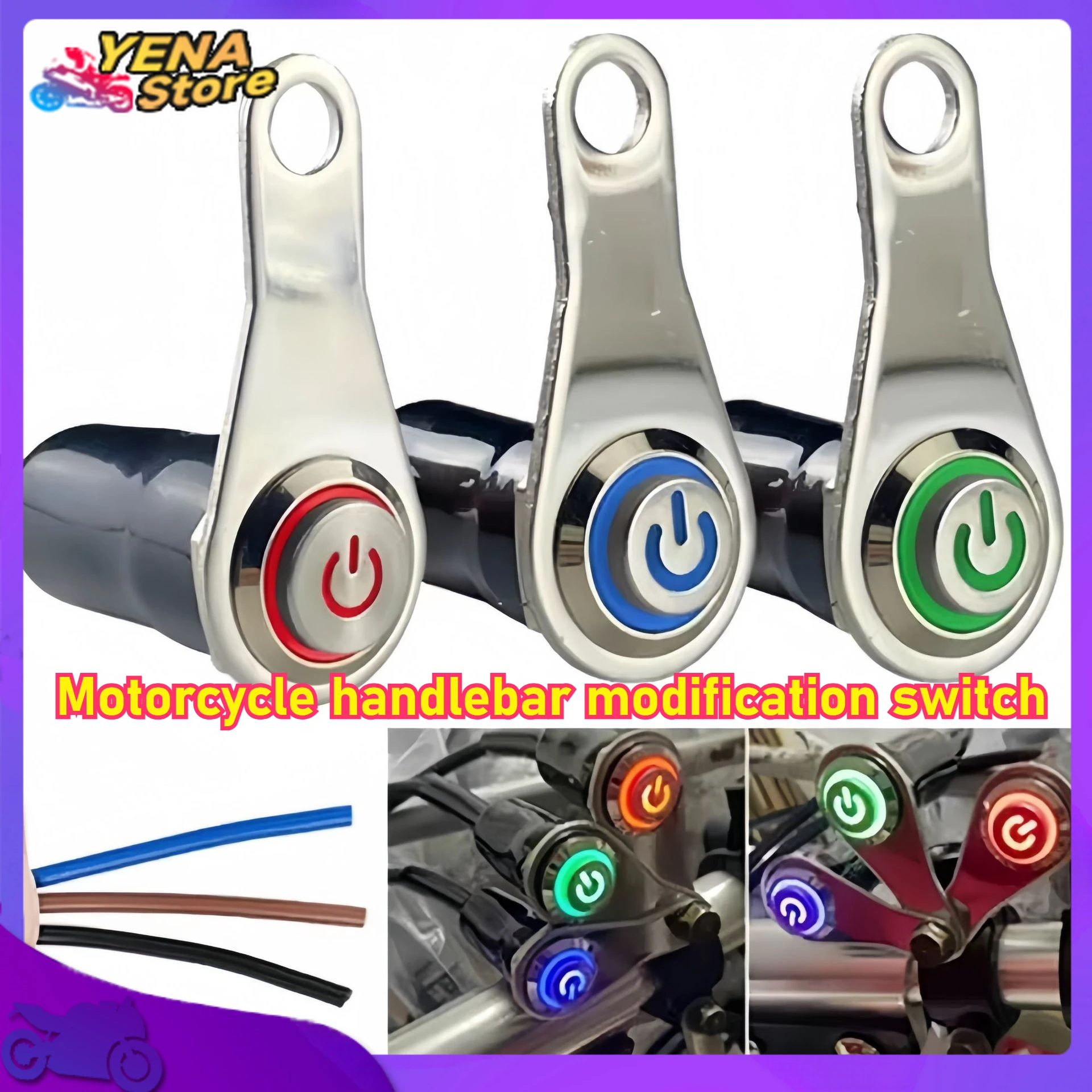 

Motorcycle switch ON+OFF handlebars mounted aluminum alloy waterproof 12VLED fog light motorcycle horn button switch accessories