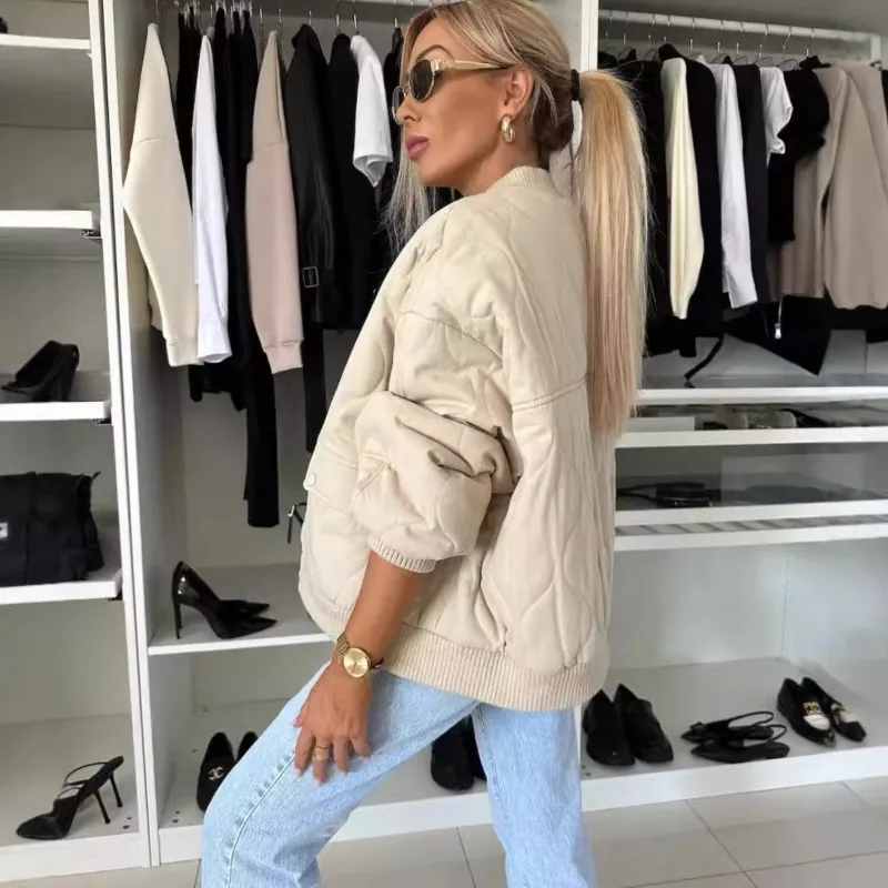 2025 Autumn Winter New Jackets Fashion Casual Loose Solid Color Long Sleeved Casual Button Zipper Cotton Coats For Women Spring