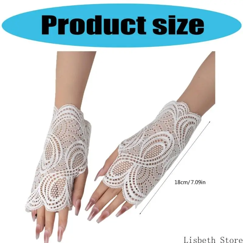 124A DELICICE HOLLOWOUT LACE ARM CUFFS ถุงมือมือตกแต่งแขนเสื้อแขนข้อมือนุ่มสบายสำหรับเหตุการณ์แบบสบาย ๆ และเป็นทางการ