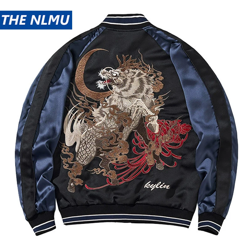 Men's Embroidered Baseball Jacket Spring Autumn Streetwear Japanese Sukajan Souvenir Jackets Unisex Varsity Coats