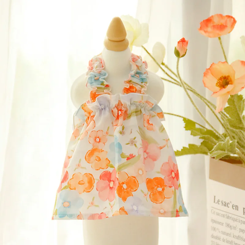 

2024 Summer Fashion Floral Pet Products Cute Cat Dress New Fungus Princess Style Stitching Suspender Pet Clothes Dog Dresses