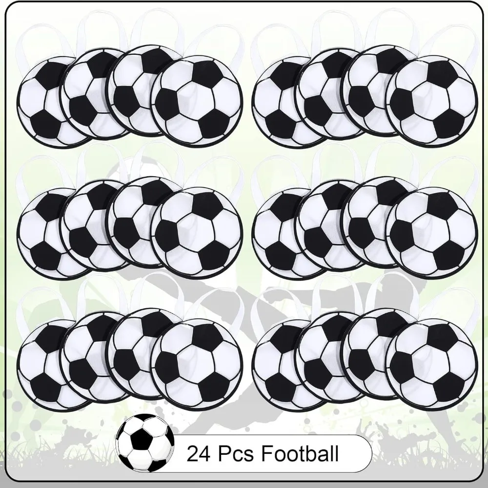 5–20 Stück runde, nicht gewebte Geschenktüten mit Fußball-Motiv für Fußball-Karneval, Feier, Geburtstagsfeier, Feiertage, Süßigkeiten-Geschenktüten – Detail 6