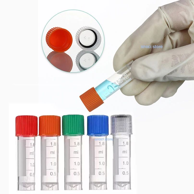 PP Plastic Test Tube 1.8ml Laboratory CryoTube Cryopreservation Freezing Tubes Centrifuge Tube For Lab With Screw Cap  100pcs