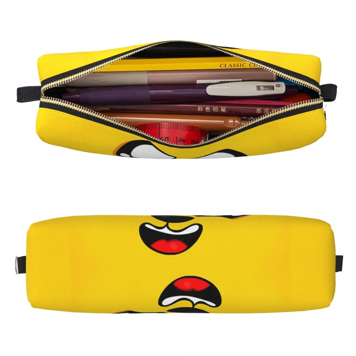 Mikecracks-estuches para lápices con dibujos de cara, juego creativo, bolsas para lápices para estudiantes, almacenamiento grande, estuches escolares con cremallera