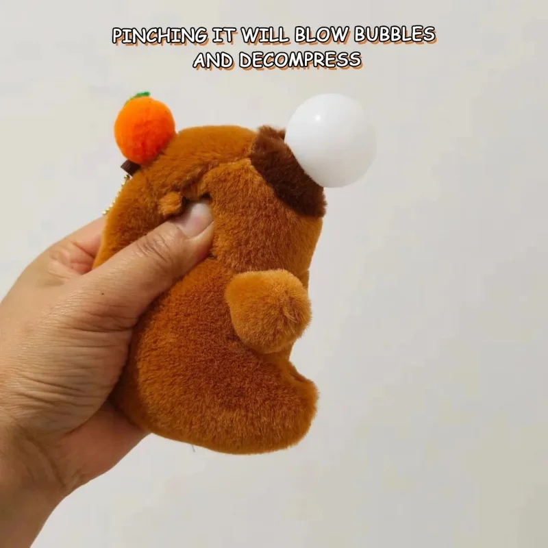 1-20PCS Plush Persimmon Wagging Tail Capybara Key Pendant Cute Plush Keychain Plush Doll Toy Schoolbag Pendant Gift Pendant