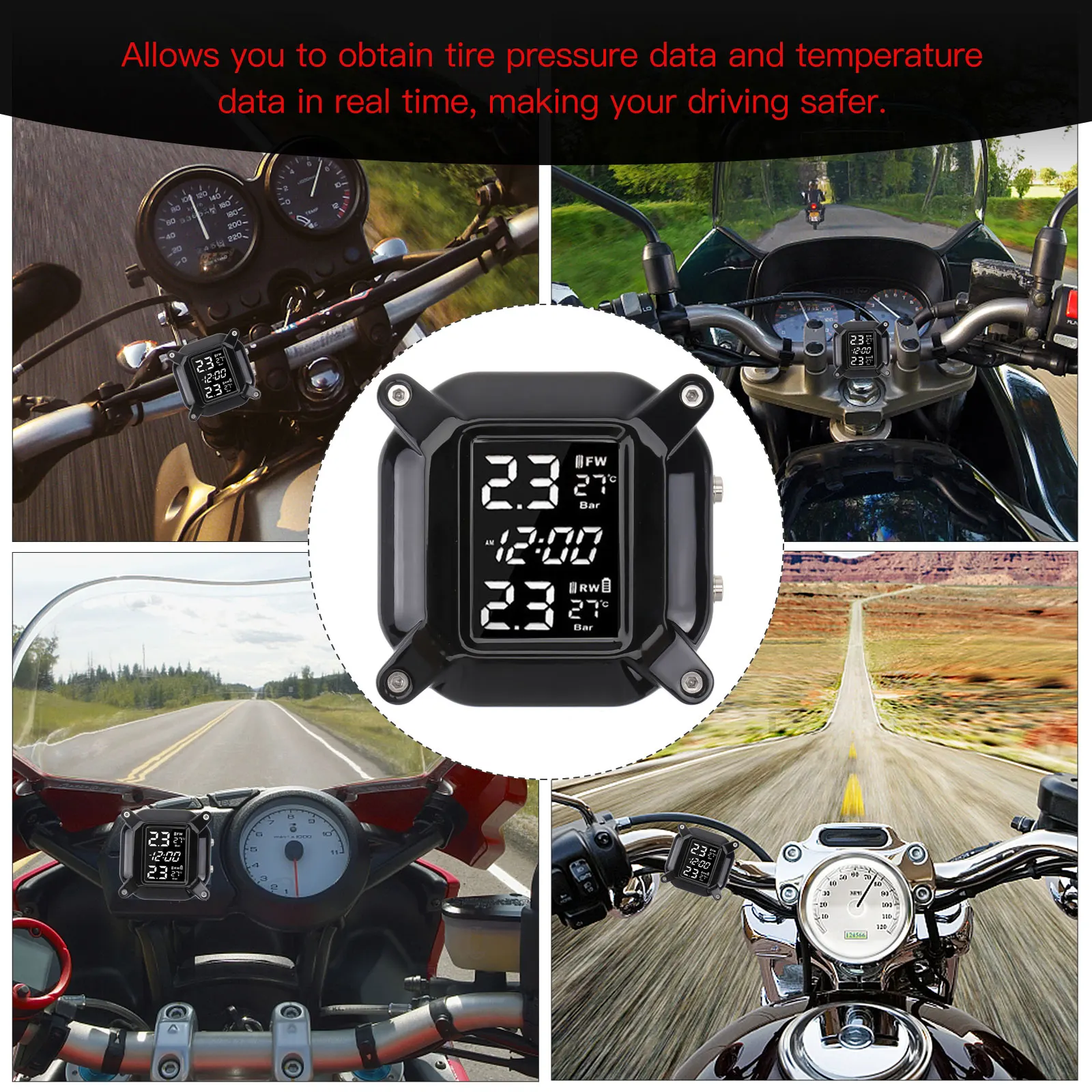 

Real-Time Tire Pressure Monitor Sensor For Car Motorbike Temperature Detection Durable Safe Practical Professional Monitoring