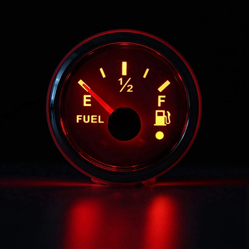 2Set 52Mm Fuel Level Gauge 0-190Ohm Switchable 240-33Ohm Fuel Oil Level Meter Boat Car Gauges With Alarm Black