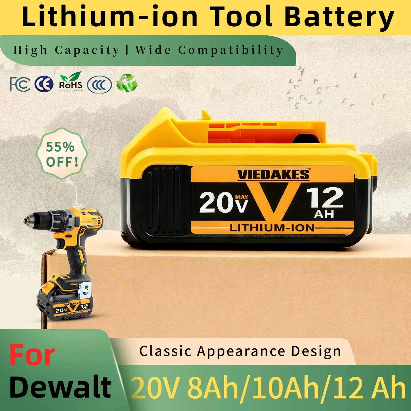 

For DEWALT 5AH 6AH 9AH DCB203 20V Lithium-ion Battery For Dewalt DCB206 DCB205 DCB204 Power Tool Replacement Battery