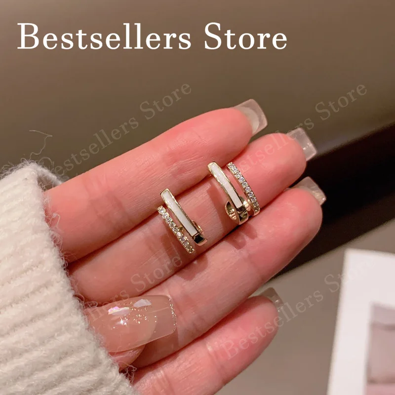2026 New 925 Sterling Silver/Gold Elegant Double-Row Zircon Earrings Fashion Women's Charm Birthday Party Gift Jewelry