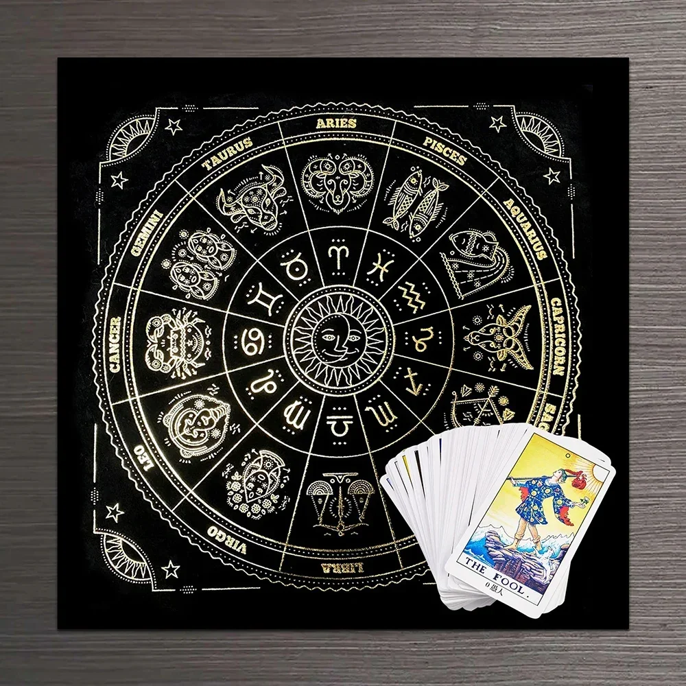 Tarot Card Tablecloth Constellations Tapestry Divination Altar Cloth Board Game Fortune Wheel of the Zodiac Astrology Decor Art