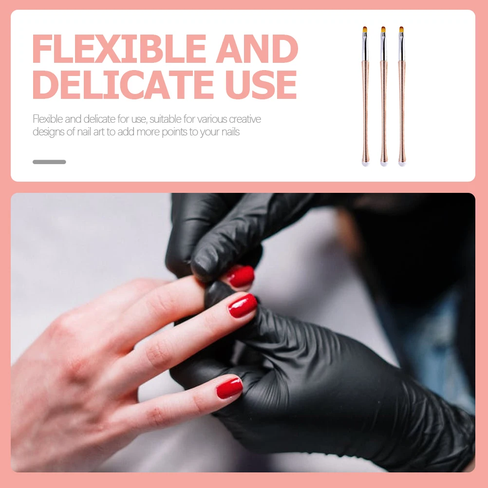 

3 Pcs Nail Art Brushes Long- Application Aluminum Alloy Manicure Pen Nails Brush Nail Gel Pens Durable Tools