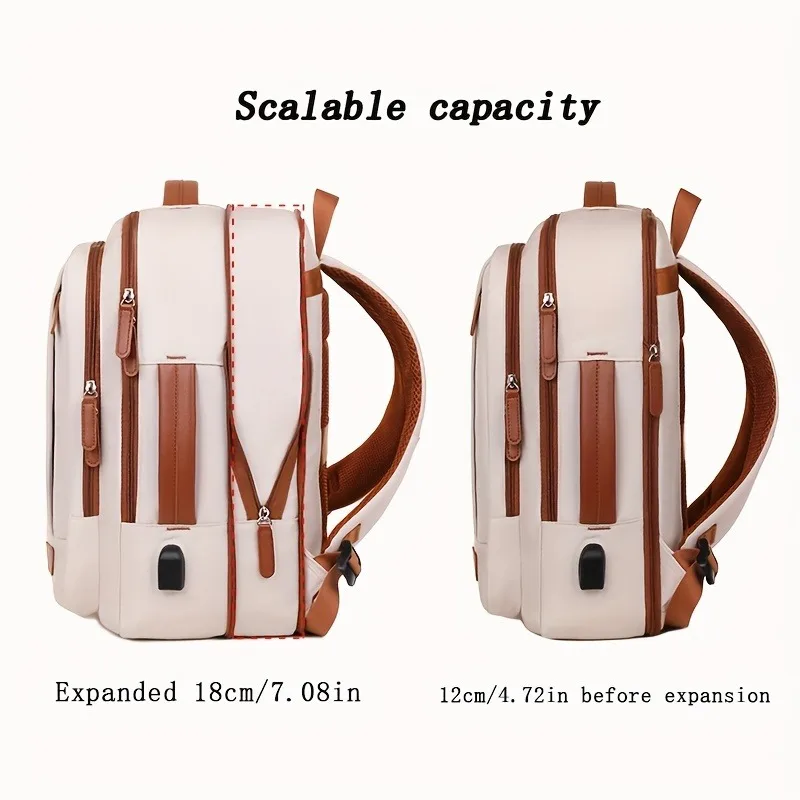 Airline approved expandable travel backpack, suitable for 15.6-inch laptops, unisex, suitable for business travel as an airplane