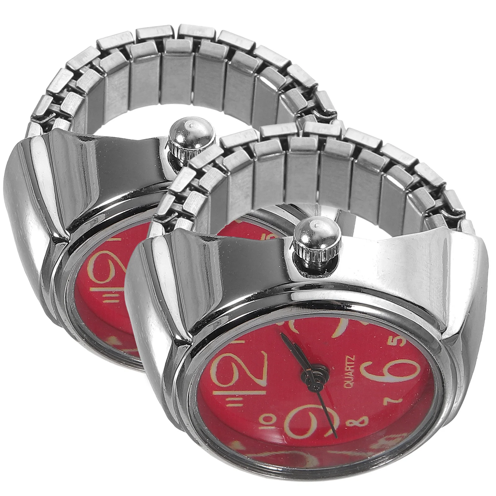 2 pezzi orologi ad anello rosso coppia dito al quarzo mini visualizzazione dell'ora accessori eleganti con numeri grandi per donna uomo orologio ad anello