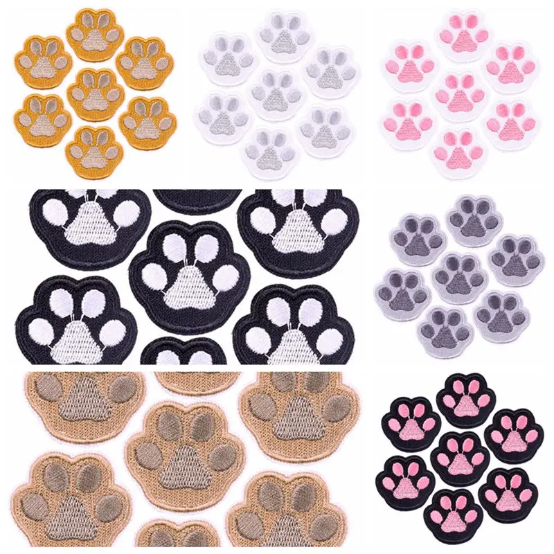 Prajna 10PCS Animal Cat Paw Embroidered Patches For Clothing Cartoon Iron On Patches On Kids Clothes Bag Dress DIY Accessories