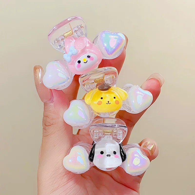 Catone Sanrio Cinnamoroll Melody  Hair Claw Clip Resin Cute Graduated Color Glitter Hairbows for Girls Jewelry Accessories