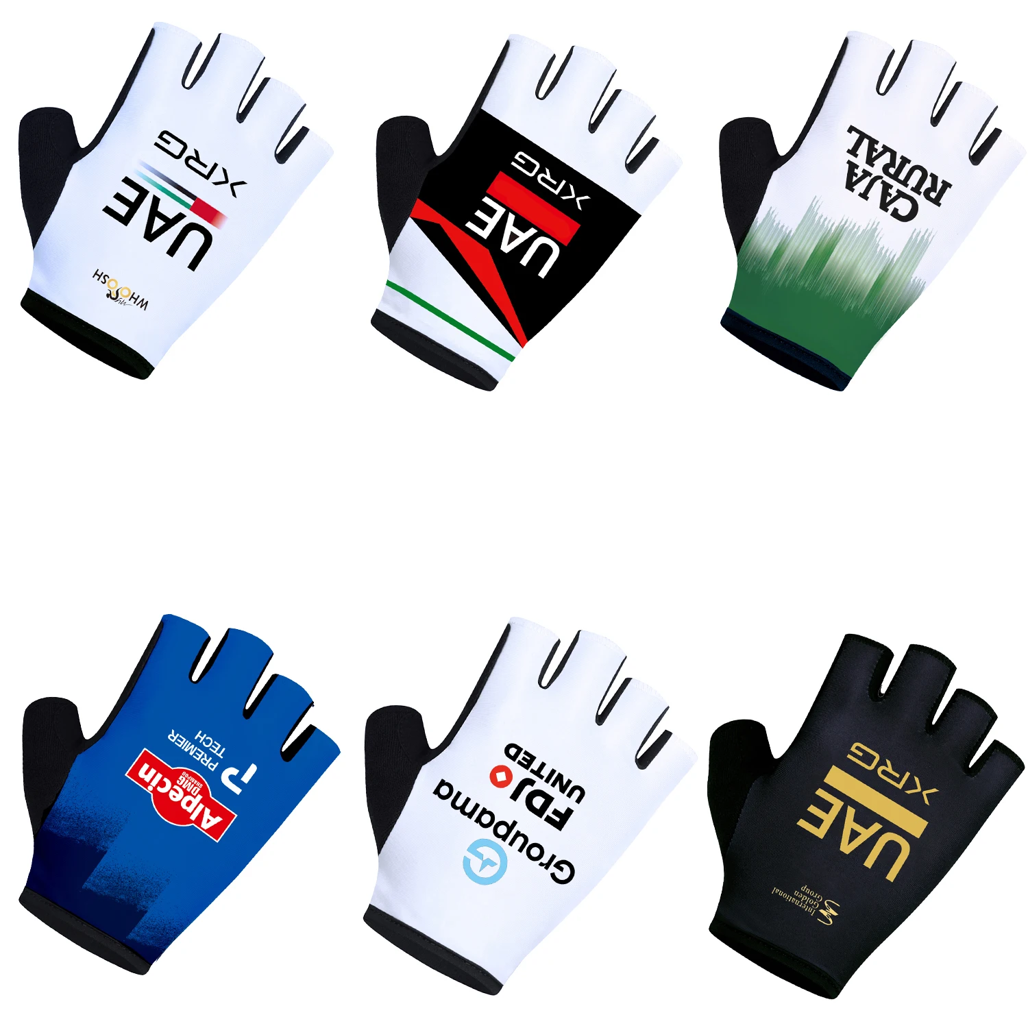 Luvas de Ciclismo Esportivas Tour De 2027 UAE Gold, Meio Dedo, para Ciclismo de Estrada, Corrida, Fitness, Academia e Bicicleta