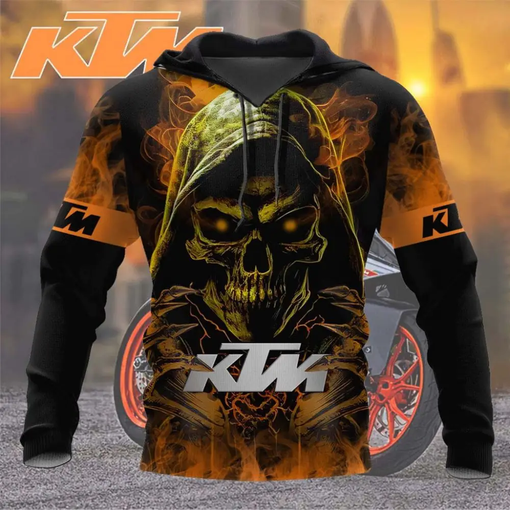 KTM قلنسوة بسحاب للرجال ثلاثية الأبعاد طويلة الأكمام دراجة نارية سترة الخريف والشتاء بالإضافة إلى الصوف ملابس رياضية كاجوال حجم كبير ملابس خارجية