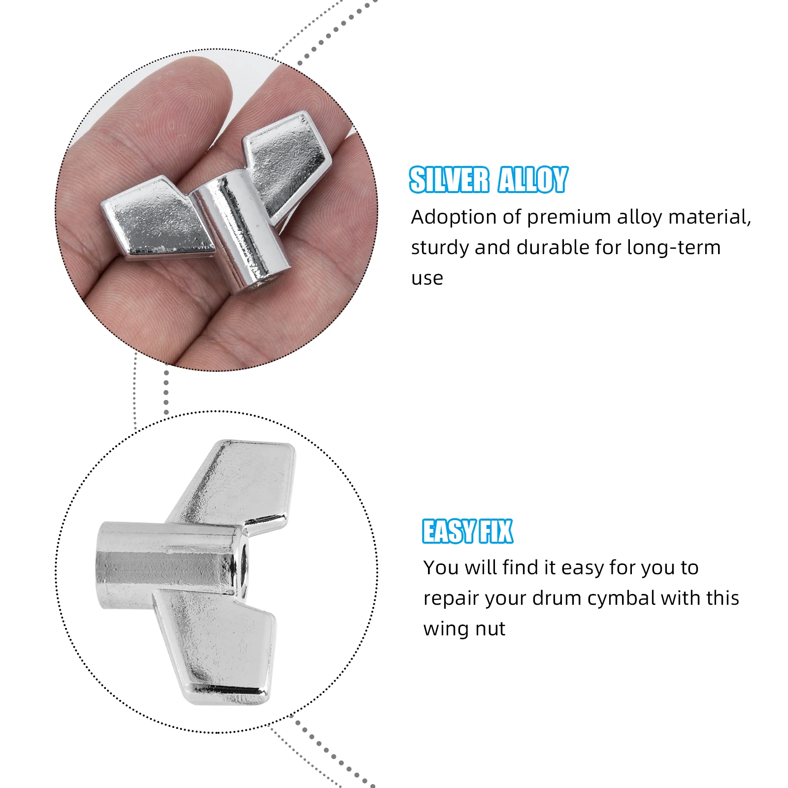 

3pcs Cymbal Stand Nut Alloy Drum Instrument Parts Percussion Cymbal Repairing Tool Lightweight Portable Sturdy