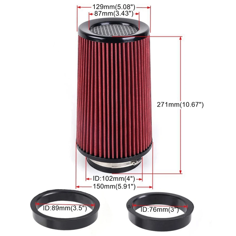 ABSU Car Air Filter Modification High Flow Intake Car Cold Air Intake Air Filter Purification Pipe Modification