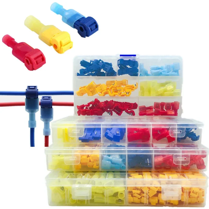 

20-100PCS Bag,T-Shaped Crimp Terminal Blocks,Electrical Connector Connection Clamps,Quick-Free Stripping Plugs,Connector Plug