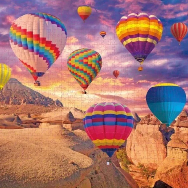 1000Pcs Hot Air Balloon III Famous Painting Jigsaw Puzzle, 70×50cm Paper Puzzle, Learning Educational Craft Toy, Home Decor Gift