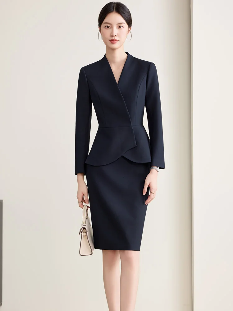 Professional Women's Spring 2026 New Style Fashionable Jewelry Store Work Uniform Set Hotel Front Desk Staff Uniform