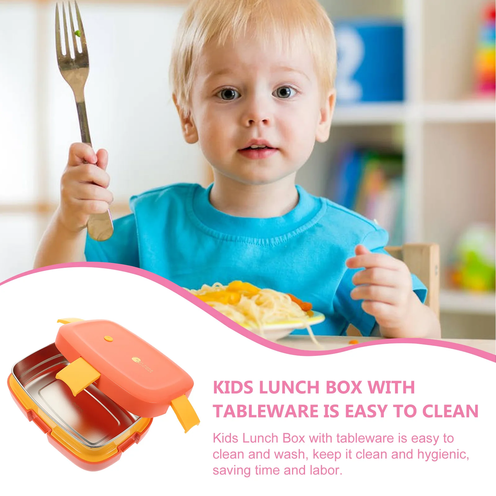 1 Set Stainless Steel Airtight Lunch Container With Tableware Sealing Food Storage Box For Snacks Fruits Dessert